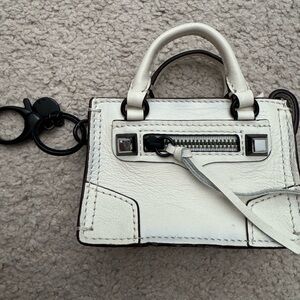 Rebecca Minkoff Mini White Leather Handbag/Walley/Bag Charm with Keyring